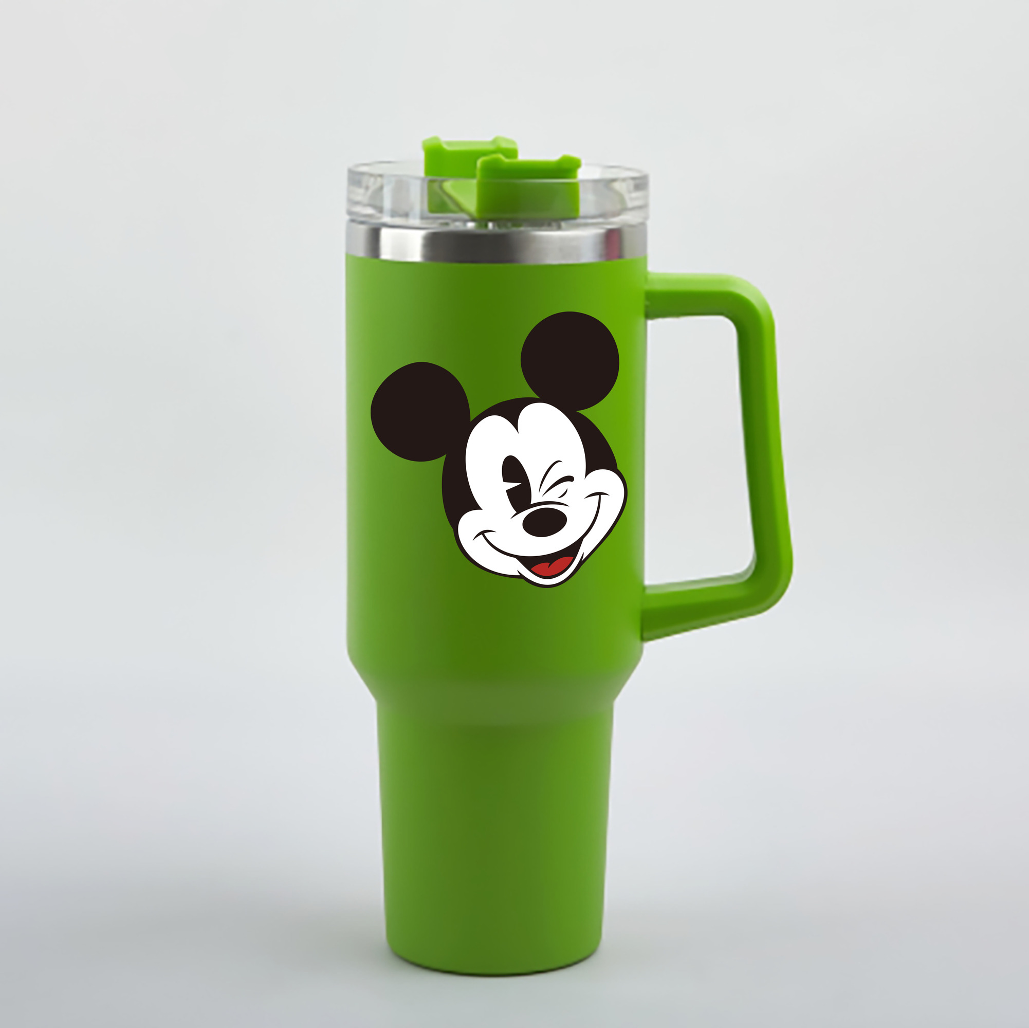 ミッキーマウス Mickey Mouse 1200mL車用タンブラー - クリスタルステッカー（プラスチックストロー付き）